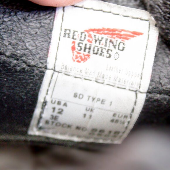 Red Wing Mens 12 Stock 6618 Black Lace-Up Shoes Industrial Work Steel Toe - Picture 10 of 13